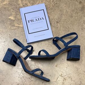 Elegant Blue Suede Block Heels